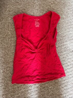 Free people - Red Lace-Textured V-Neck Women's Tank Top
